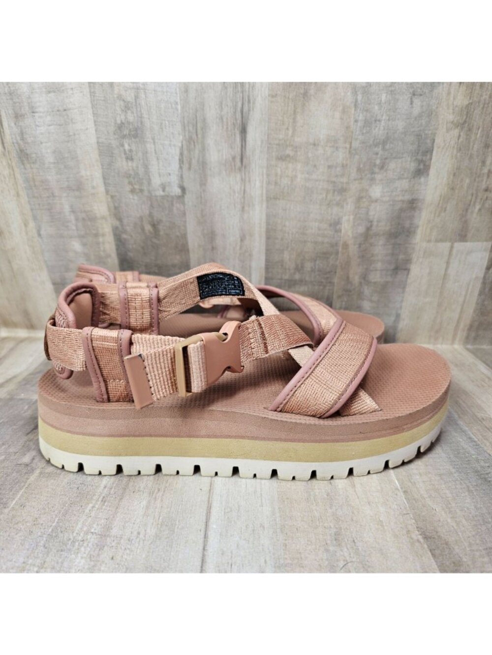Teva Womans Size 6 Platform Indio Whip Pink Sandals Adjustable Straps - Picture 5 of 10